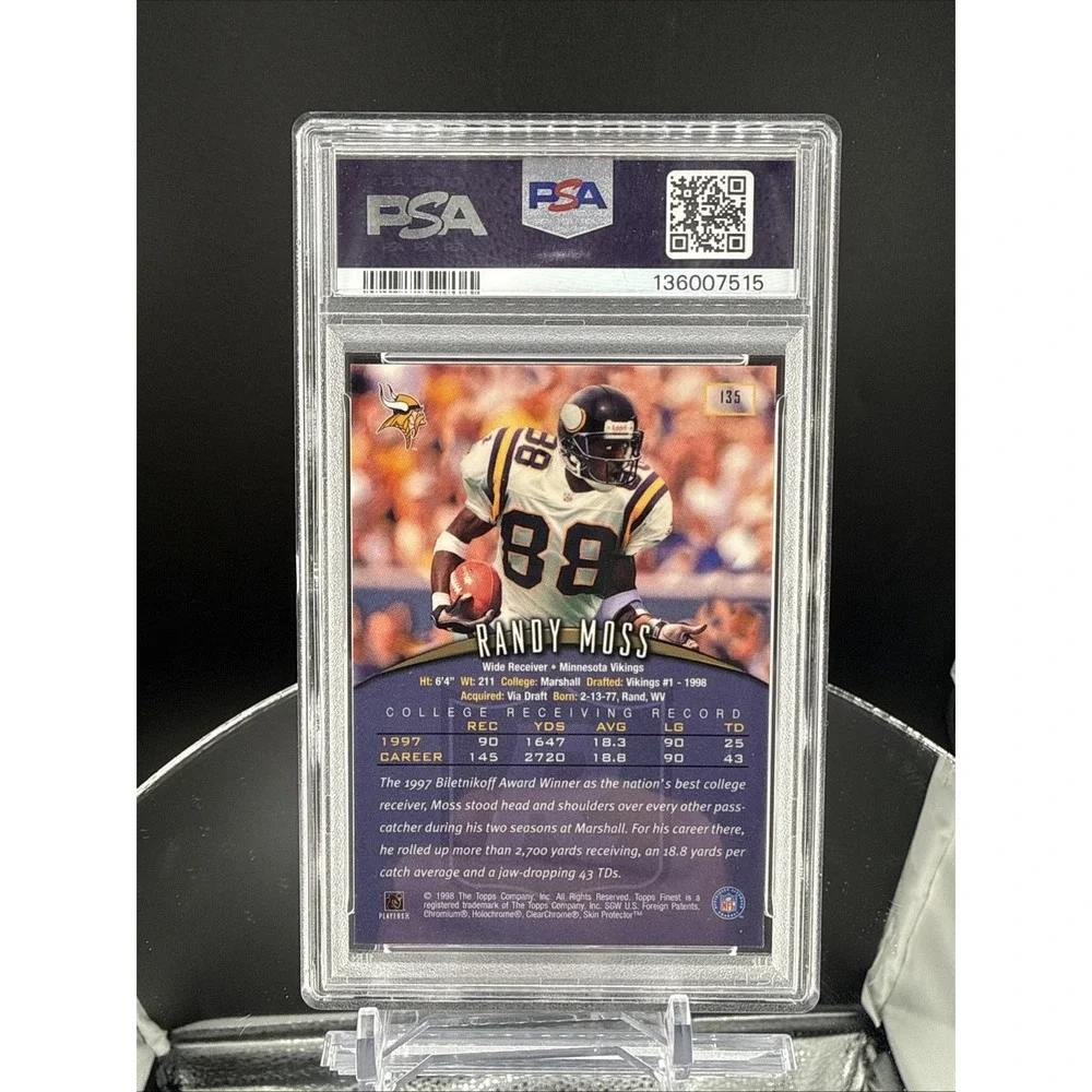 1998 FINEST (W/Coating) Randy Moss RC PSA 9 #135